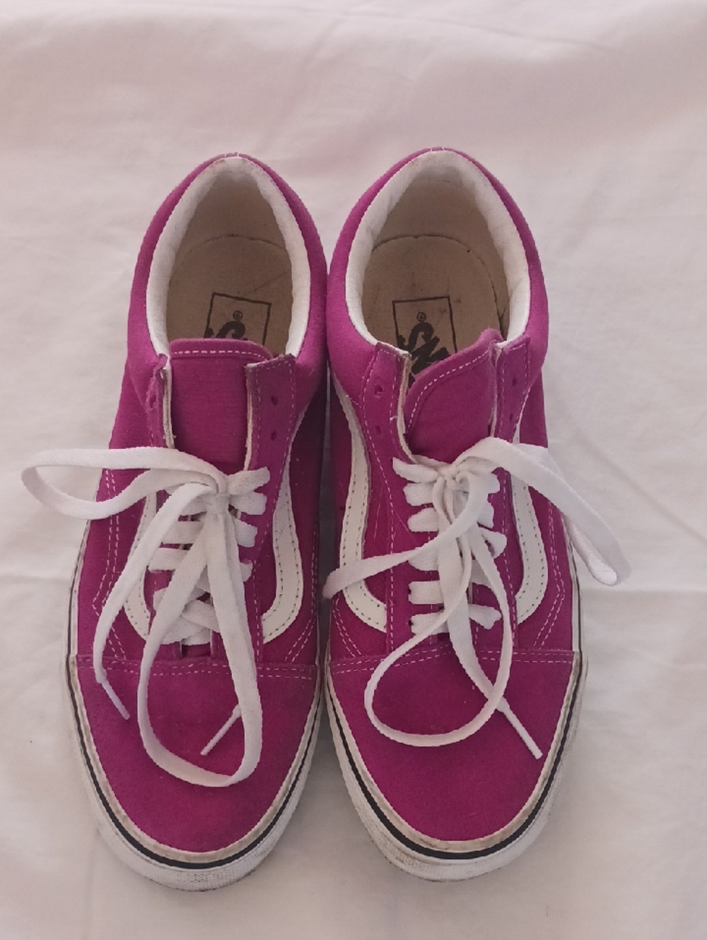 Vans Women's Fuchsia Canvas Sneakers with White Stripe